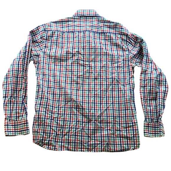 Bugatchi Mens Dress Shirt Medium Shaped Fit Long Sleeve Checkered Button Up Clas - Picture 2 of 14